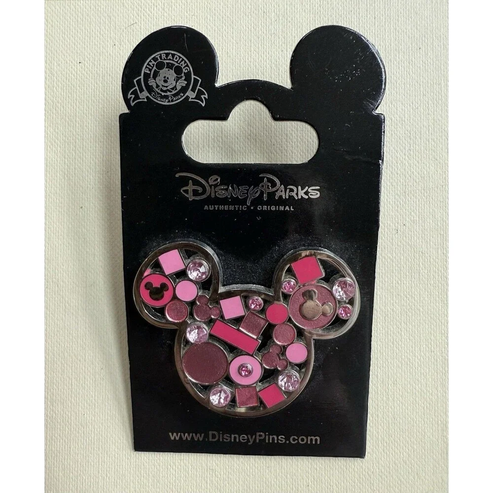 Pin Minnie Mouse Disney Parks Authentic Trading Pink Rhinestones Bling FLORIDA